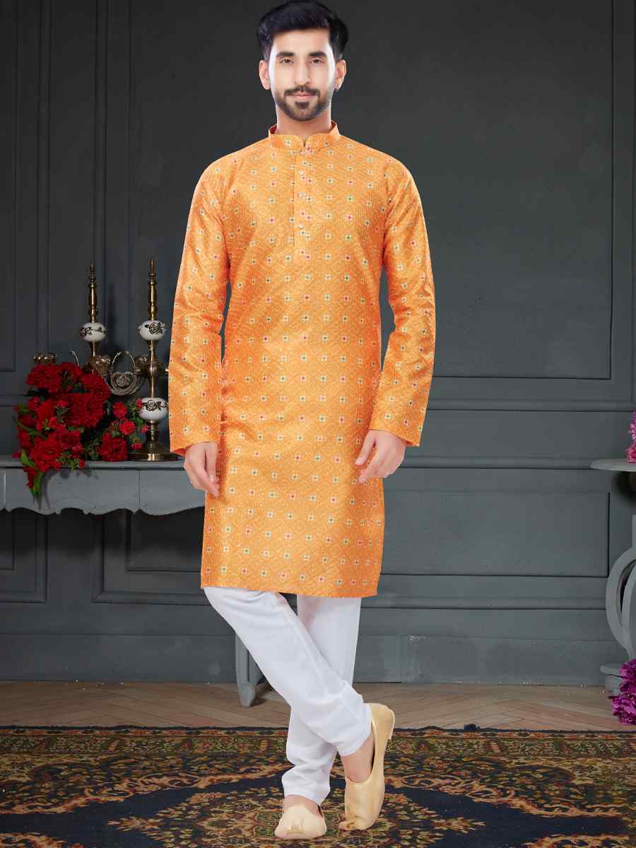 Multi Silk Printed Festival Party Kurta