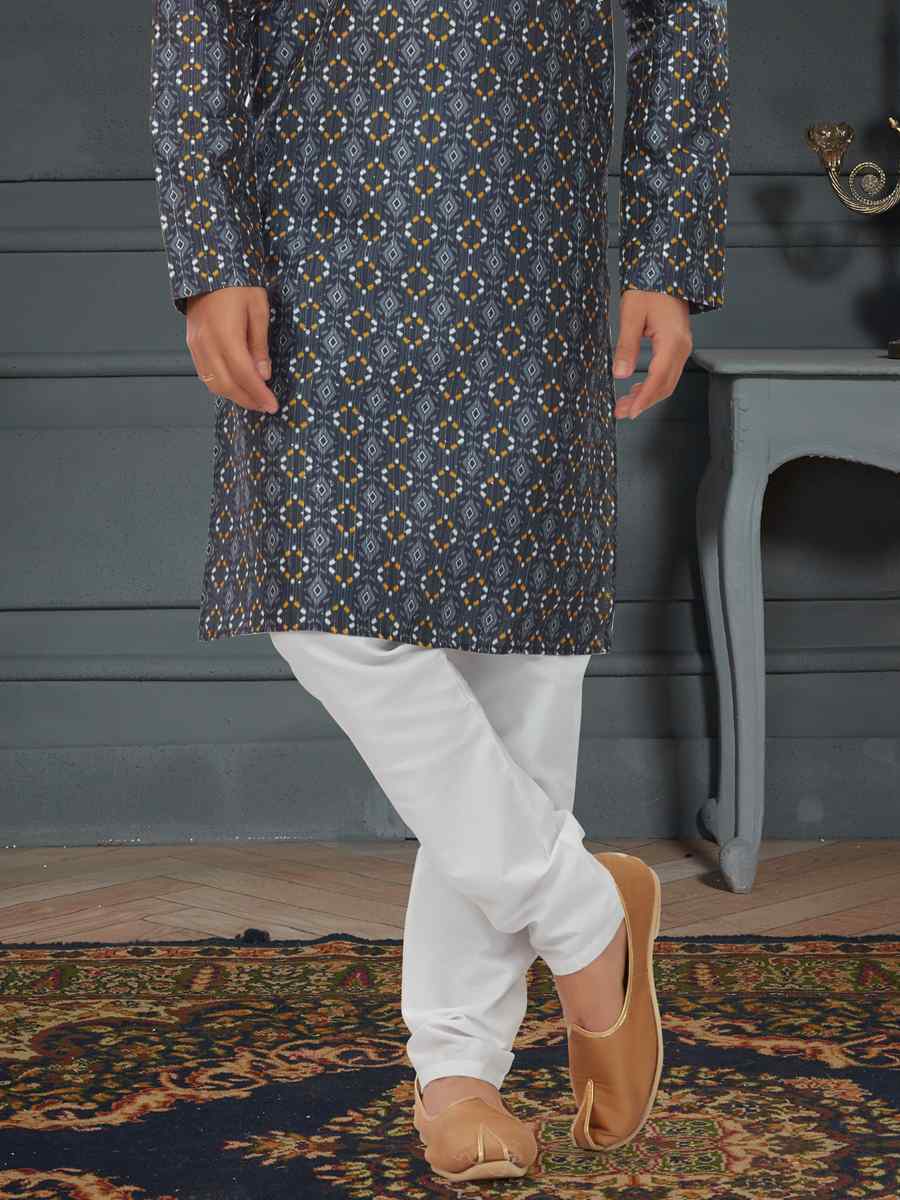 Multi Silk Printed Festival Party Kurta