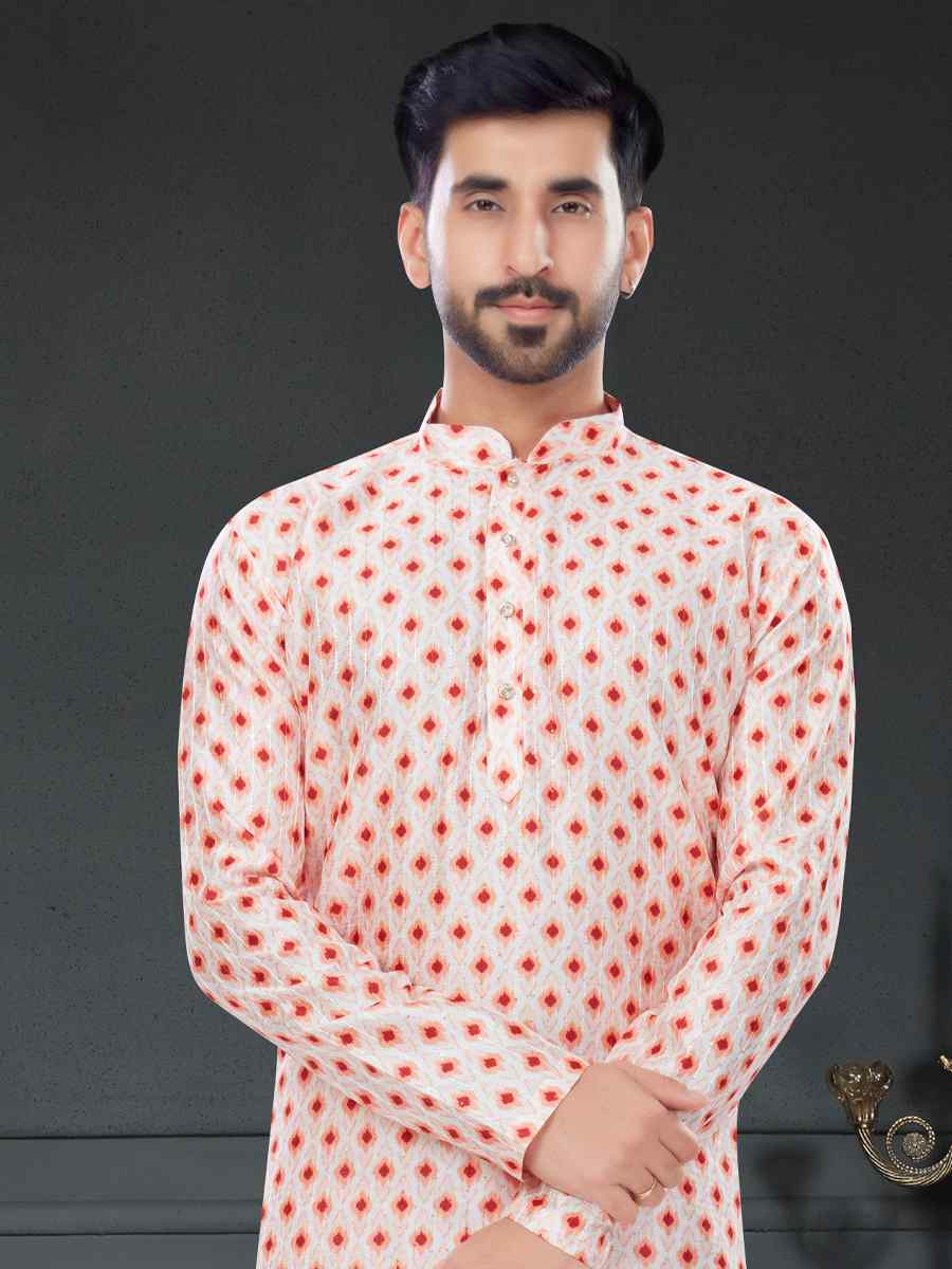 Multi Silk Printed Festival Party Kurta
