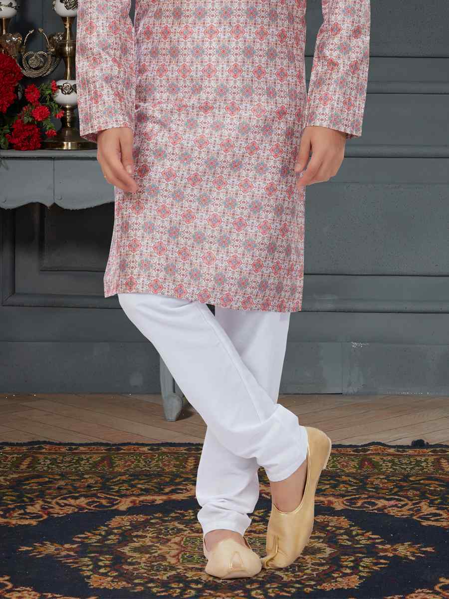 Multi Silk Printed Festival Party Kurta