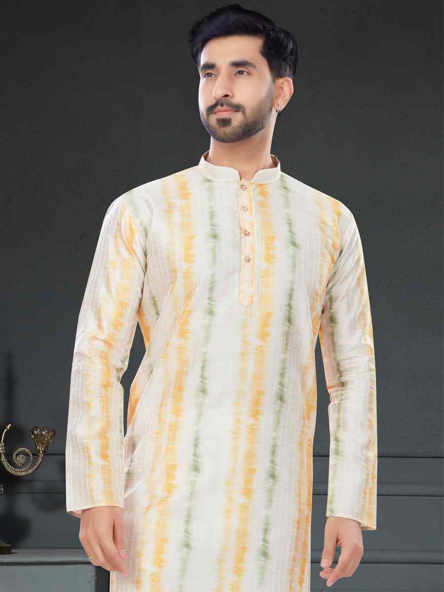 Multi Silk Printed Festival Party Kurta