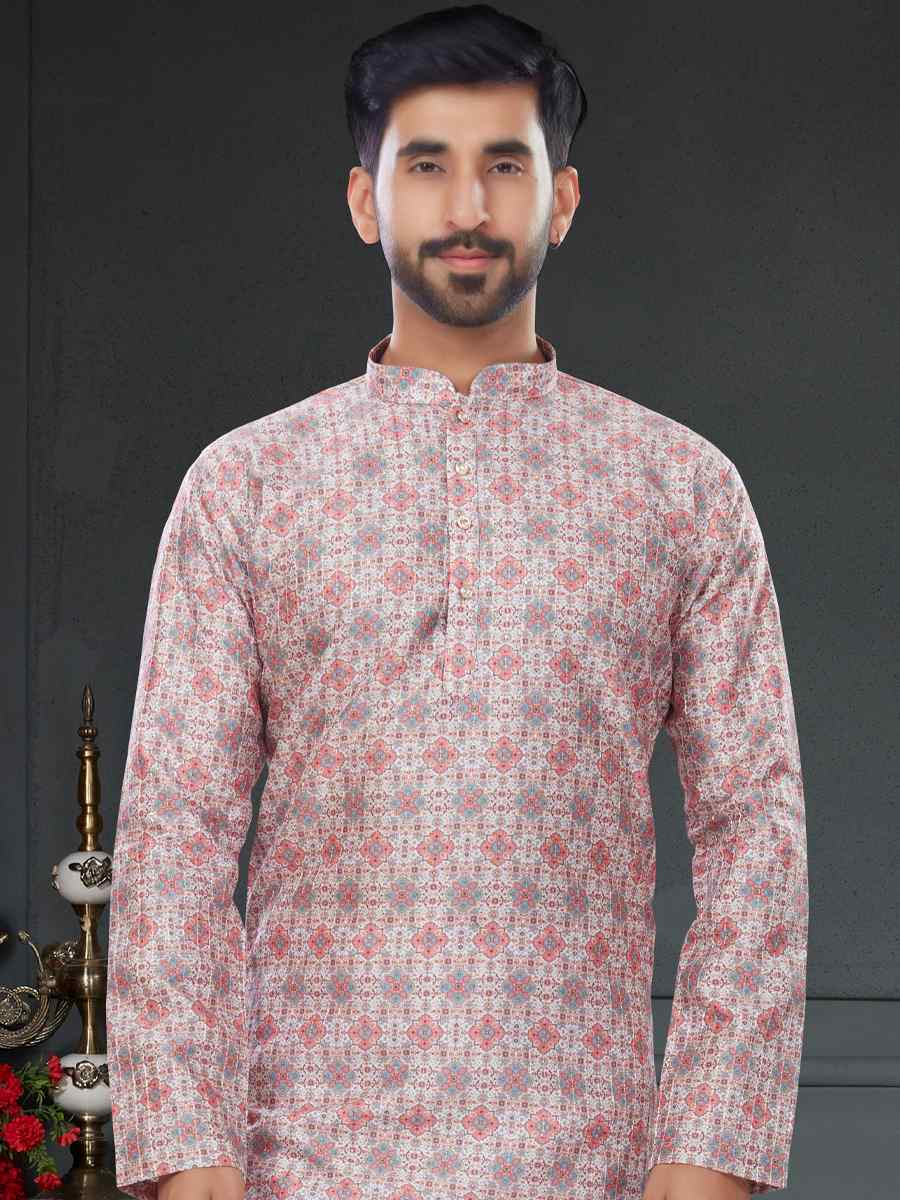 Multi Silk Printed Festival Party Kurta