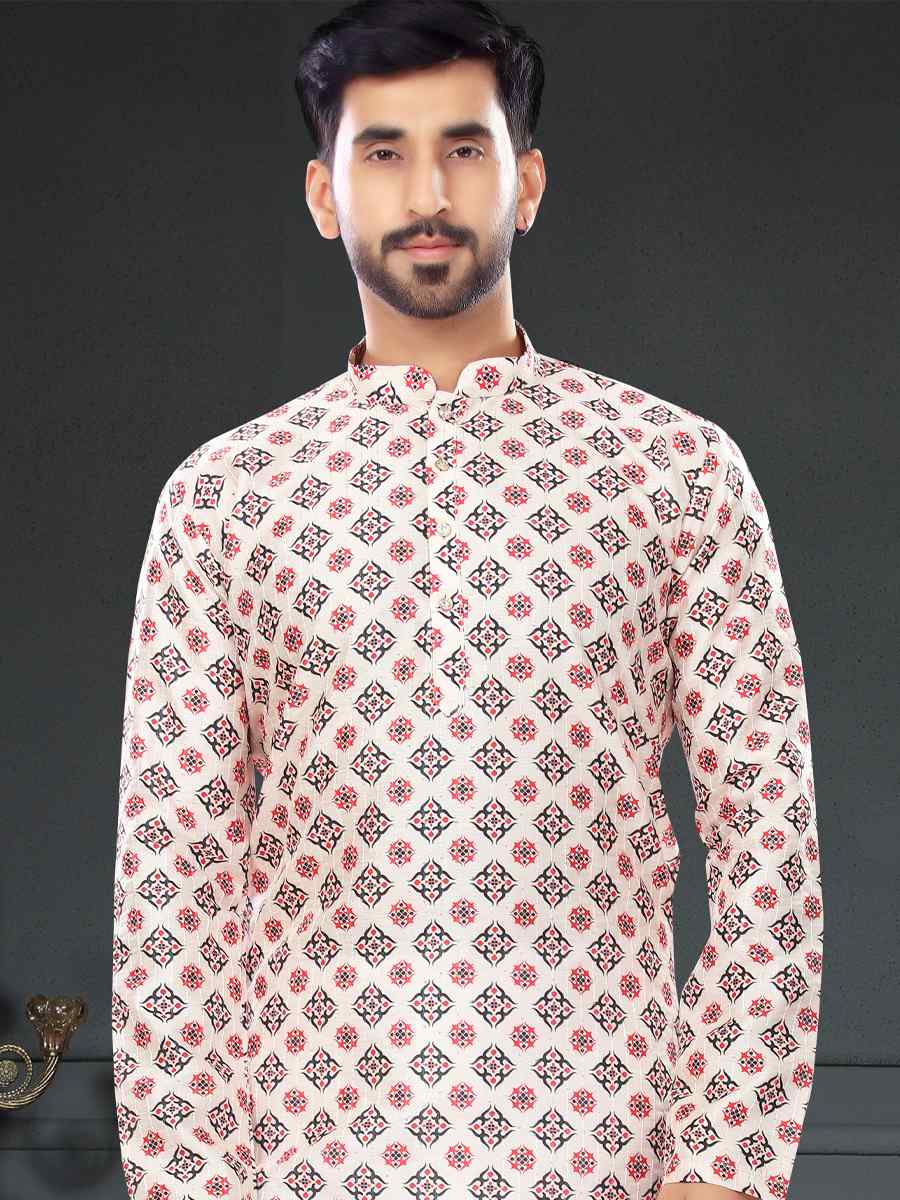 Multi Silk Printed Festival Party Kurta