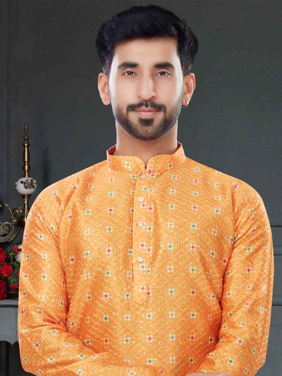 Multi Silk Printed Festival Party Kurta