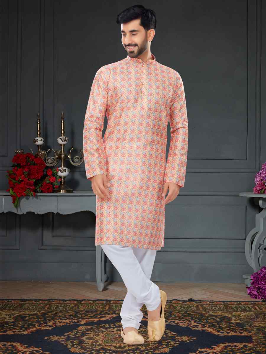 Multi Silk Printed Festival Party Kurta