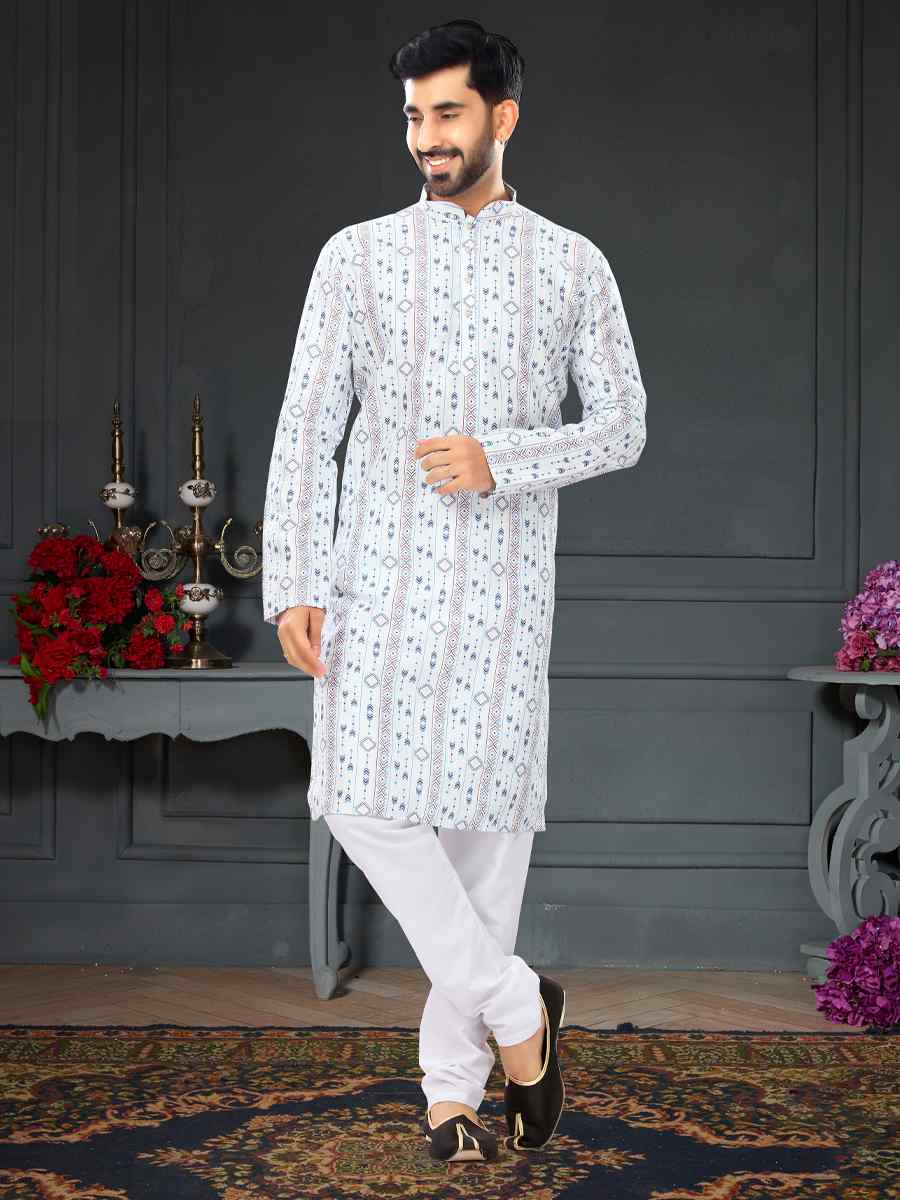 Multi Silk Printed Festival Party Kurta