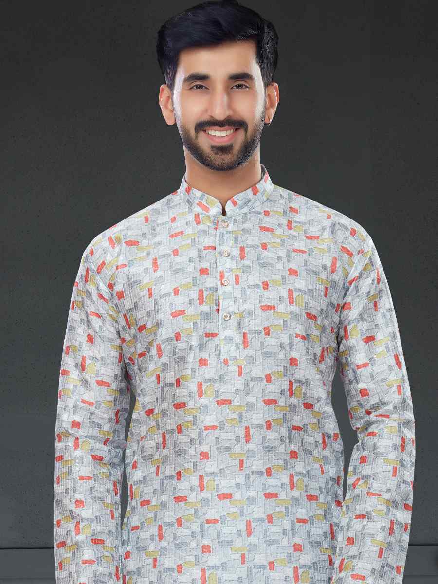 Multi Silk Printed Festival Party Kurta