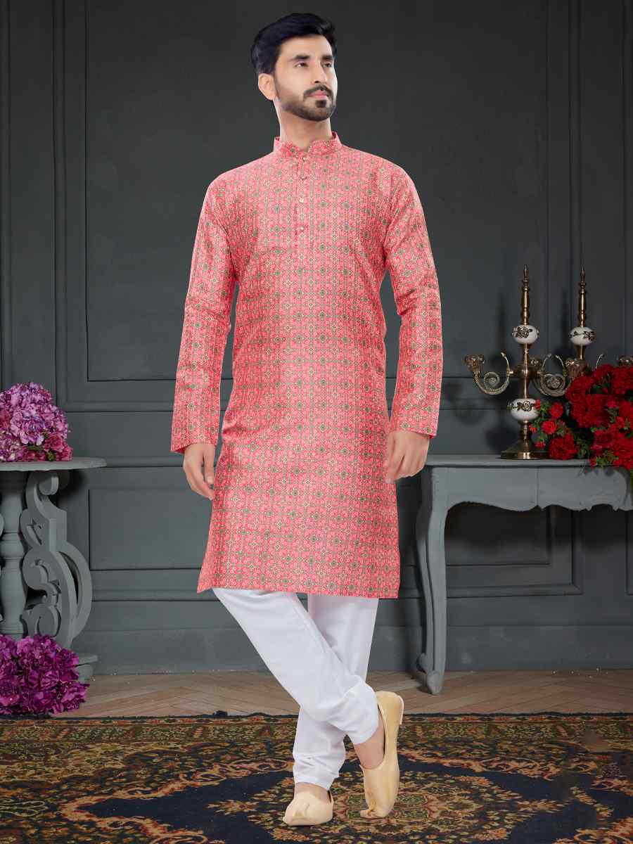 Multi Silk Printed Festival Party Kurta