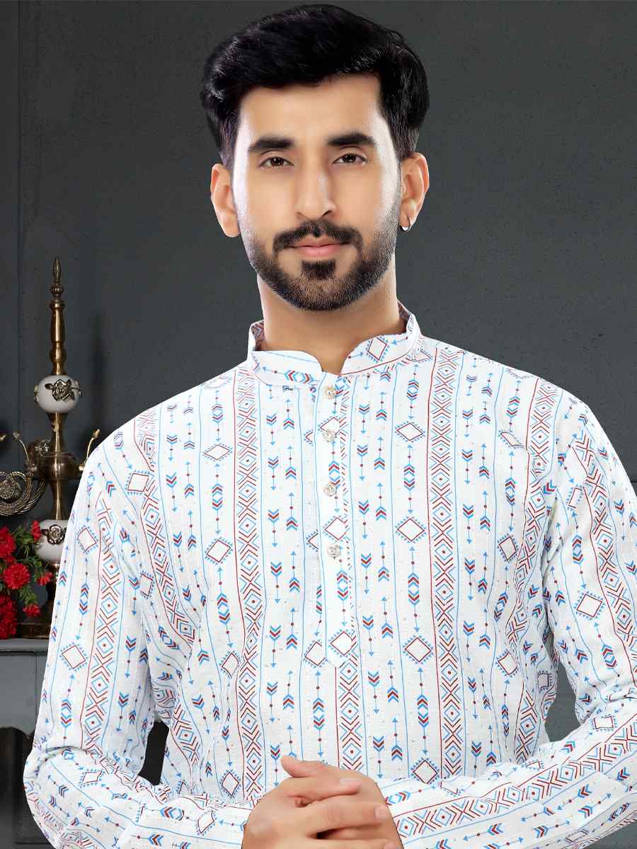 Multi Silk Printed Festival Party Kurta