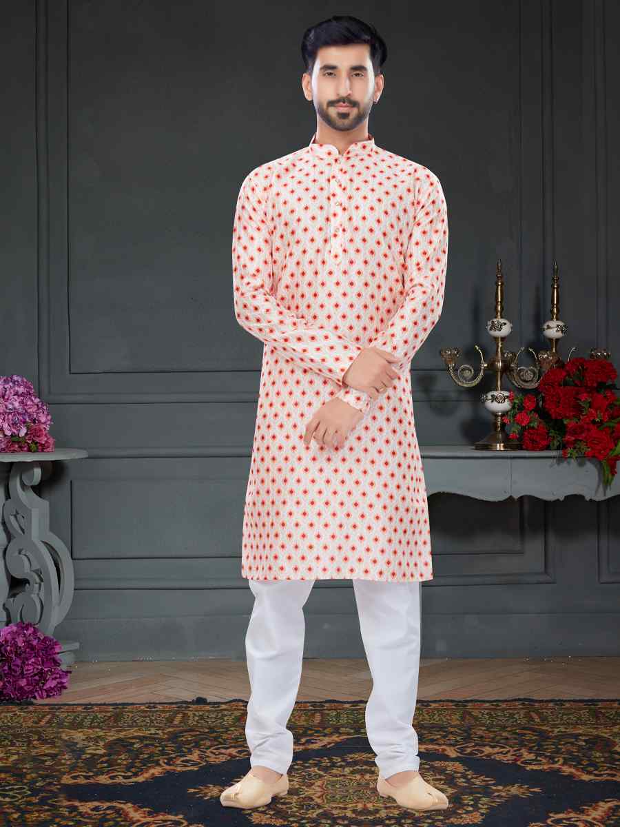 Multi Silk Printed Festival Party Kurta