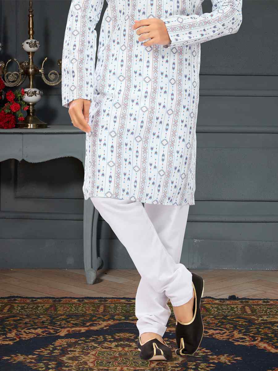 Multi Silk Printed Festival Party Kurta