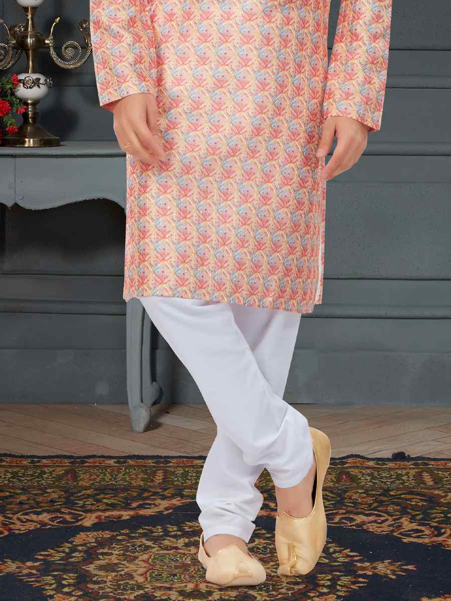 Multi Silk Printed Festival Party Kurta