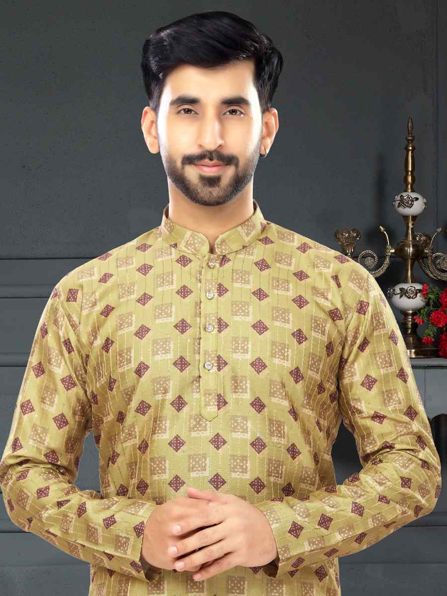 Multi Silk Printed Festival Party Kurta