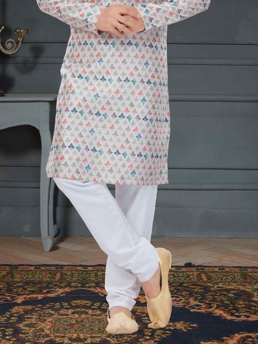 Multi Silk Printed Festival Party Kurta