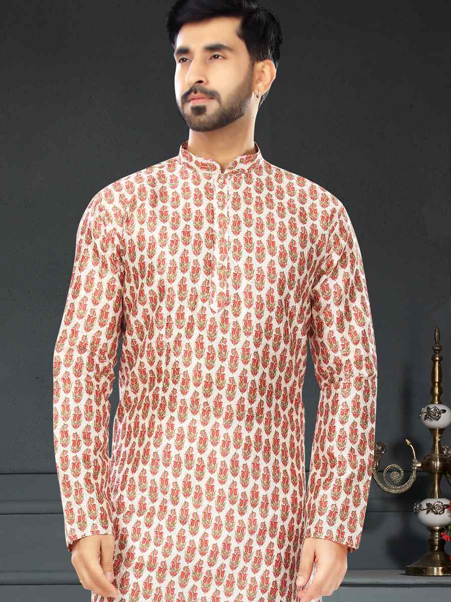 Multi Silk Printed Festival Party Kurta