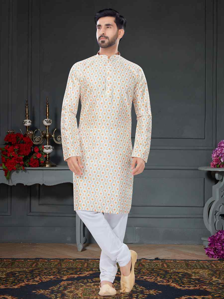 Multi Silk Printed Festival Party Kurta