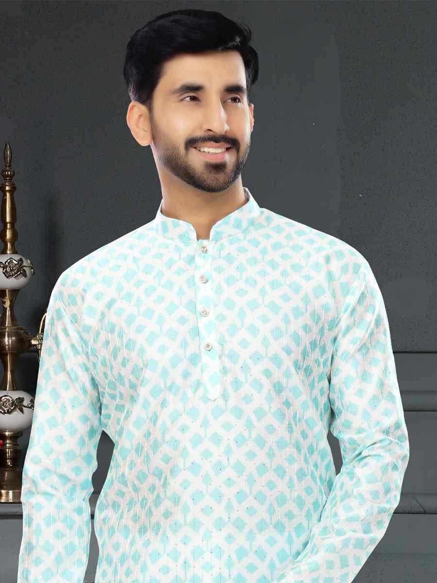 Multi Silk Printed Festival Party Kurta