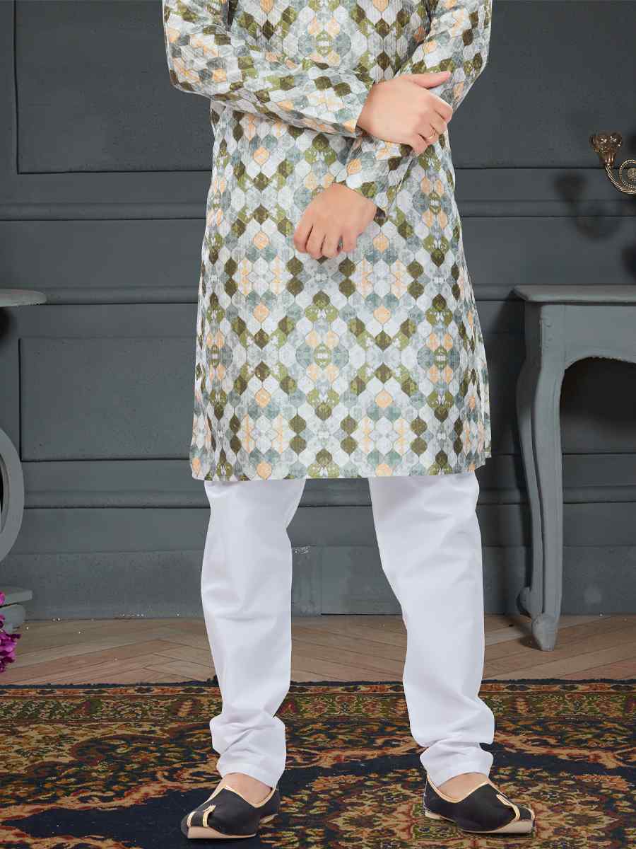 Multi Silk Printed Festival Party Kurta