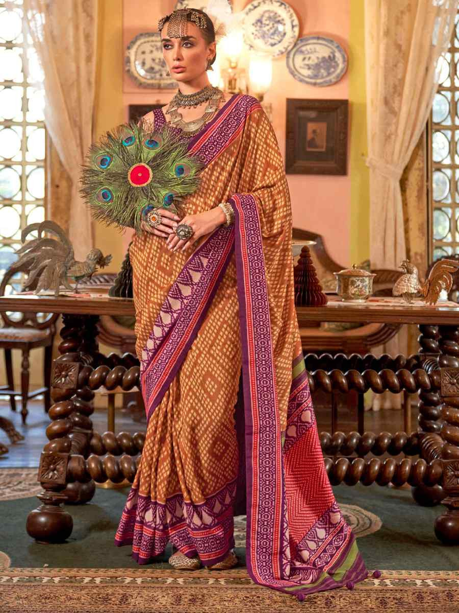 Multi Silk Printed Festival Wedding Fancy Heavy Border Saree