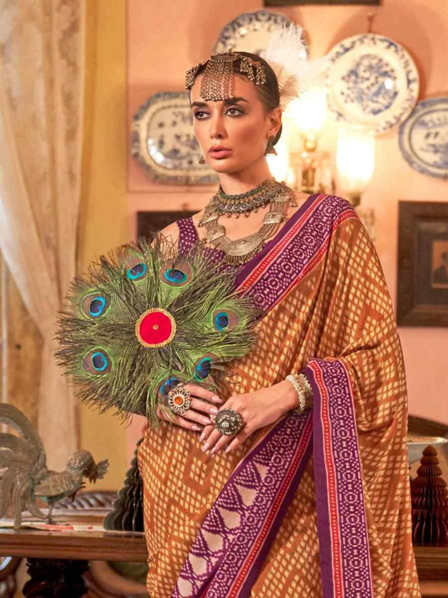 Multi Silk Printed Festival Wedding Fancy Heavy Border Saree