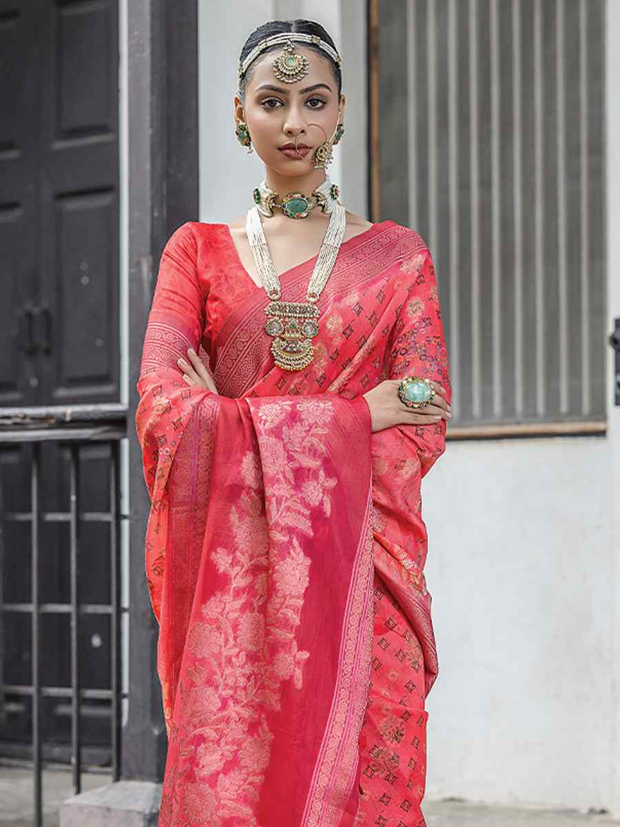 Multi Silk Printed Festival Wedding Fancy Heavy Border Saree