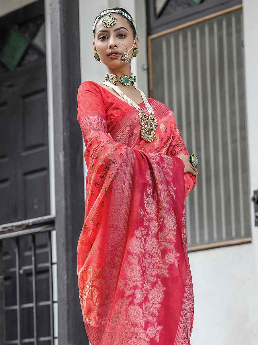 Multi Silk Printed Festival Wedding Fancy Heavy Border Saree