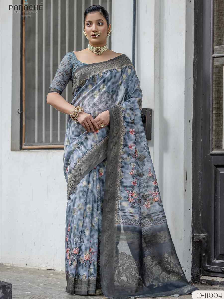Multi Silk Printed Festival Wedding Fancy Heavy Border Saree