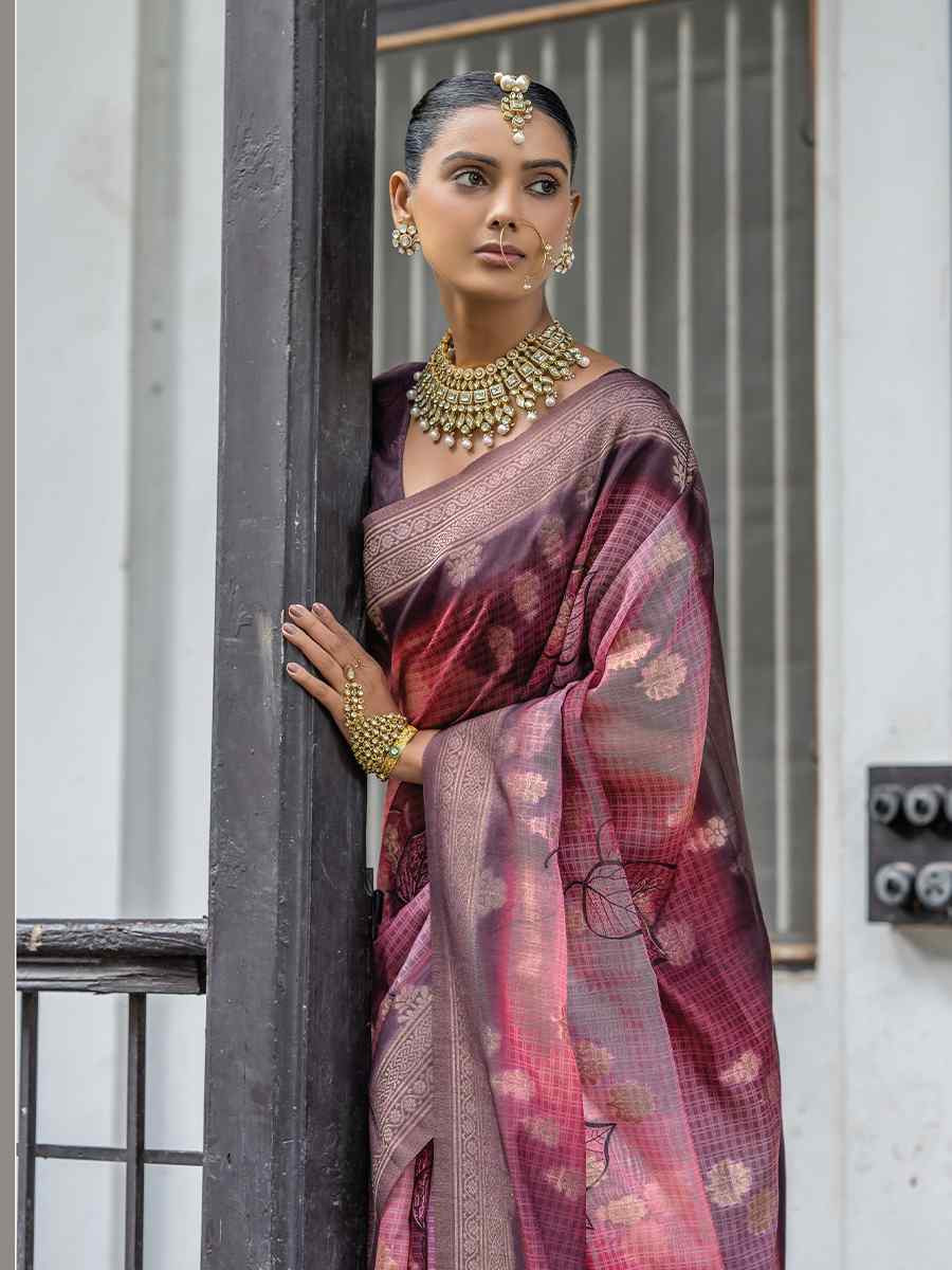 Multi Silk Printed Festival Wedding Fancy Heavy Border Saree