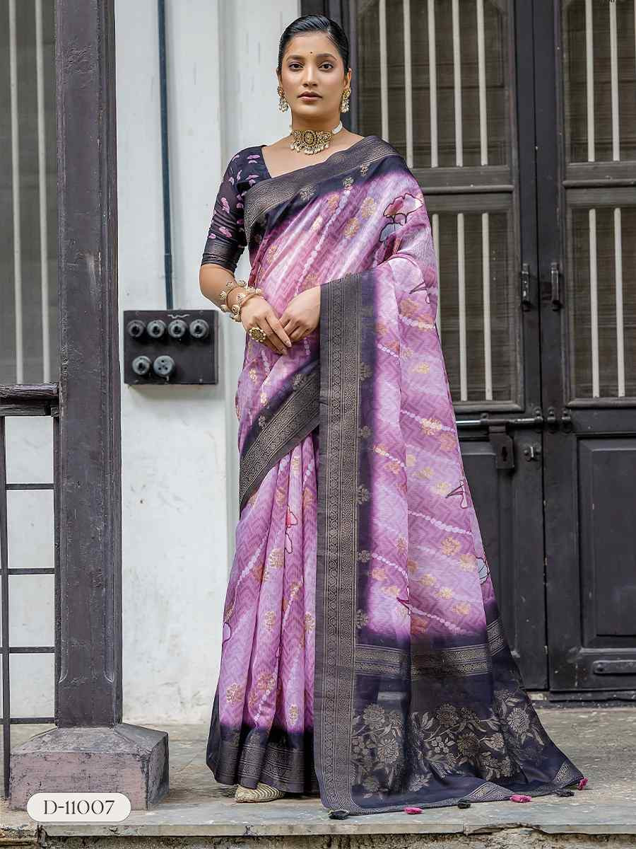 Multi Silk Printed Festival Wedding Fancy Heavy Border Saree