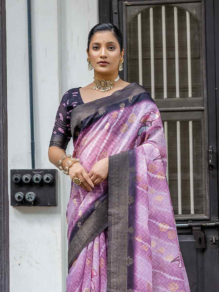 Multi Silk Printed Festival Wedding Fancy Heavy Border Saree