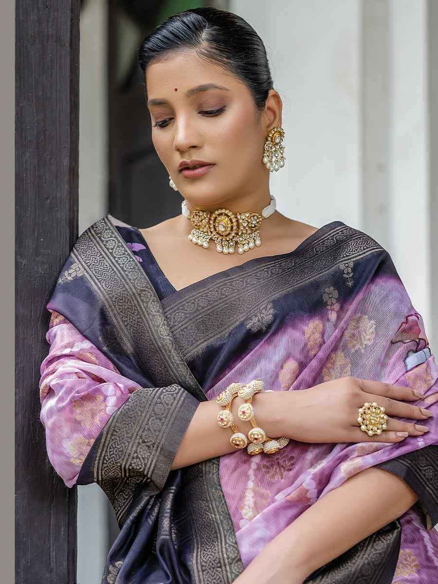Multi Silk Printed Festival Wedding Fancy Heavy Border Saree