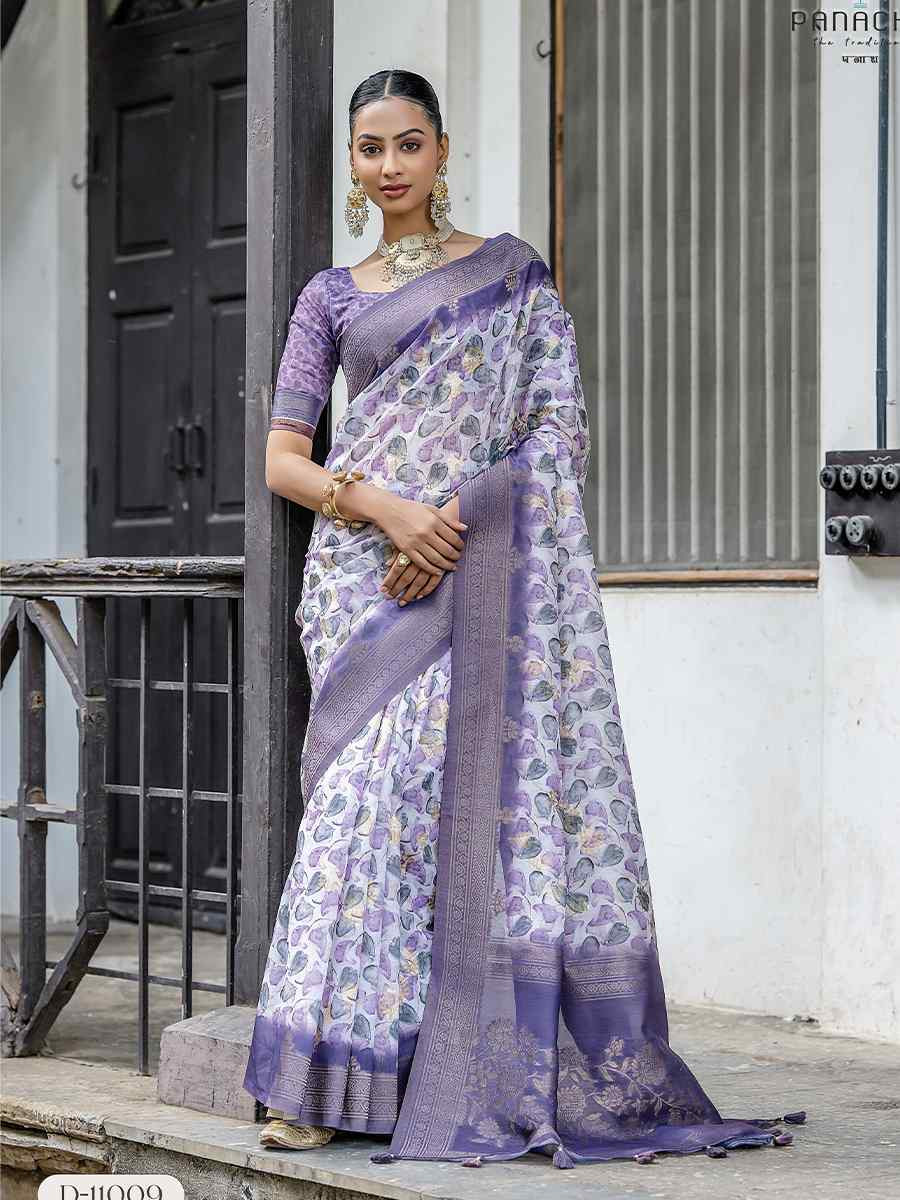Multi Silk Printed Festival Wedding Fancy Heavy Border Saree