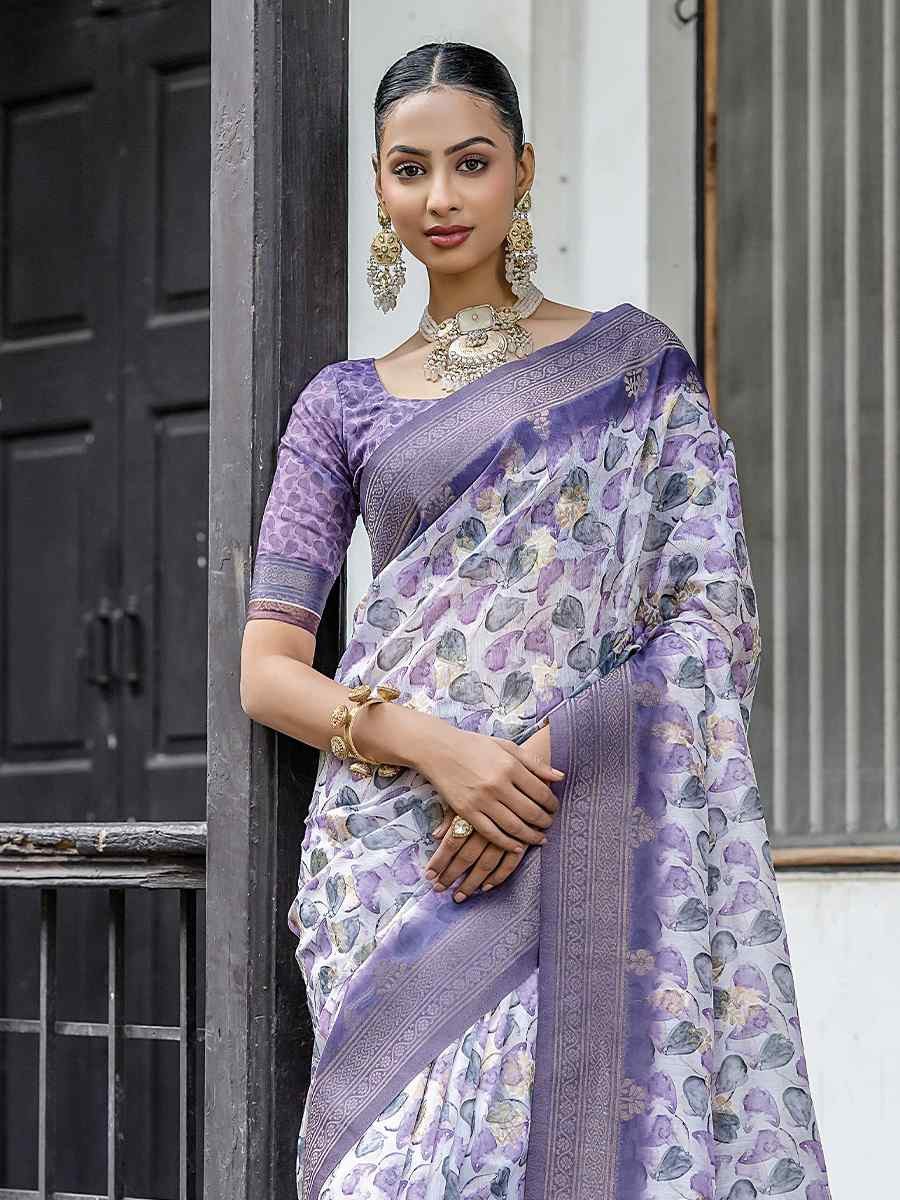 Multi Silk Printed Festival Wedding Fancy Heavy Border Saree