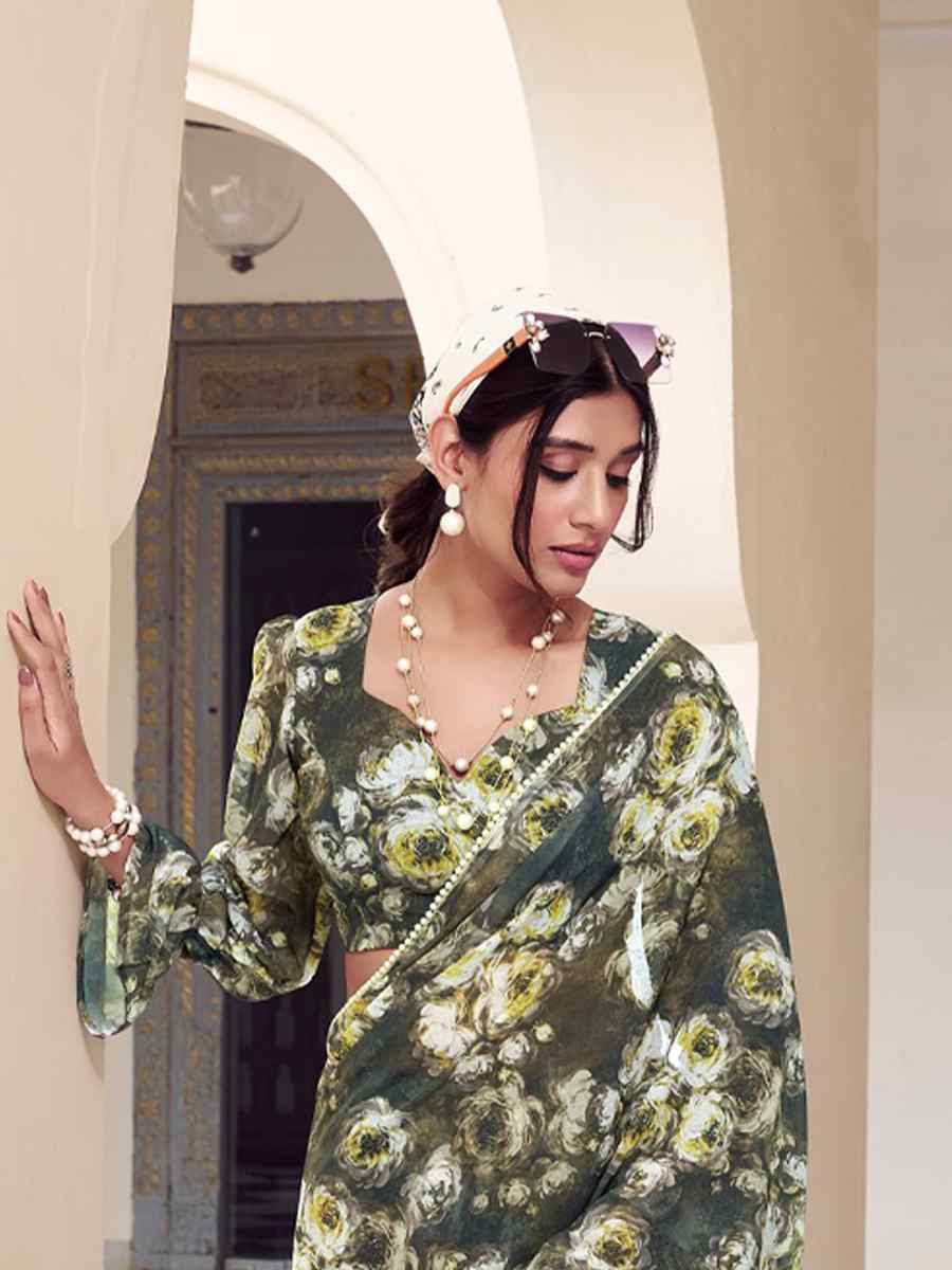 Multi Silk Printed Festival Wedding Fancy Heavy Border Saree