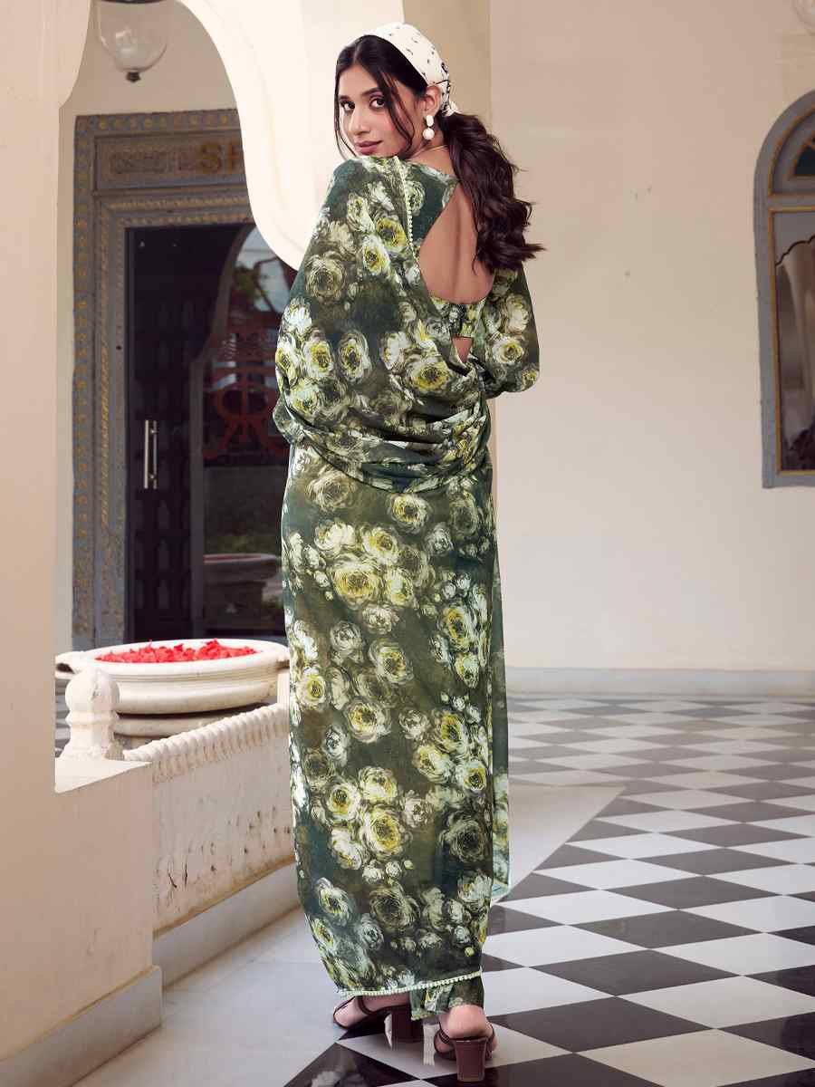 Multi Silk Printed Festival Wedding Fancy Heavy Border Saree