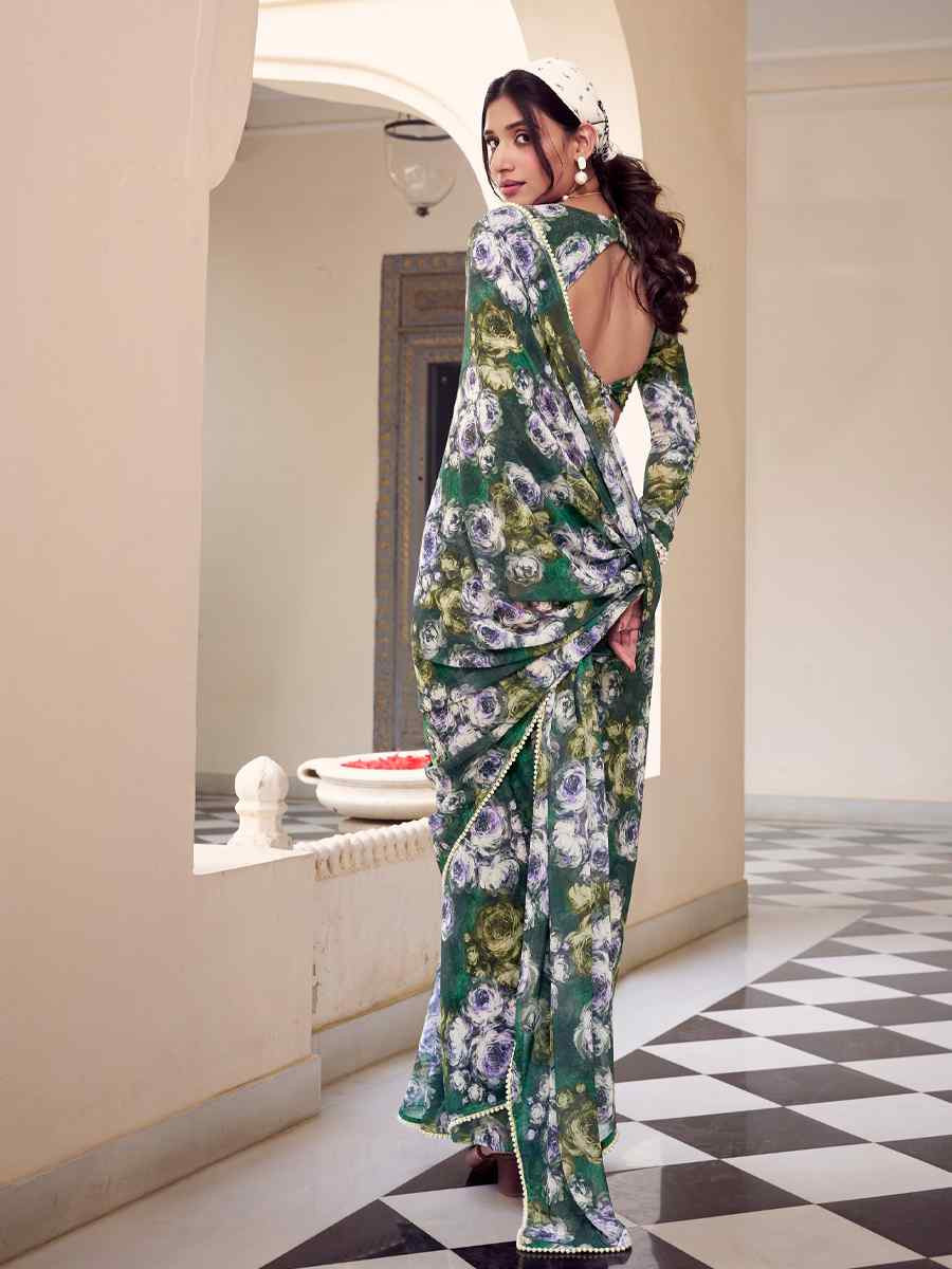 Multi Silk Printed Festival Wedding Fancy Heavy Border Saree