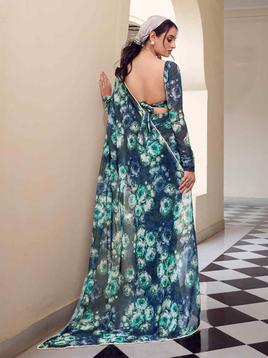 Multi Silk Printed Festival Wedding Fancy Heavy Border Saree