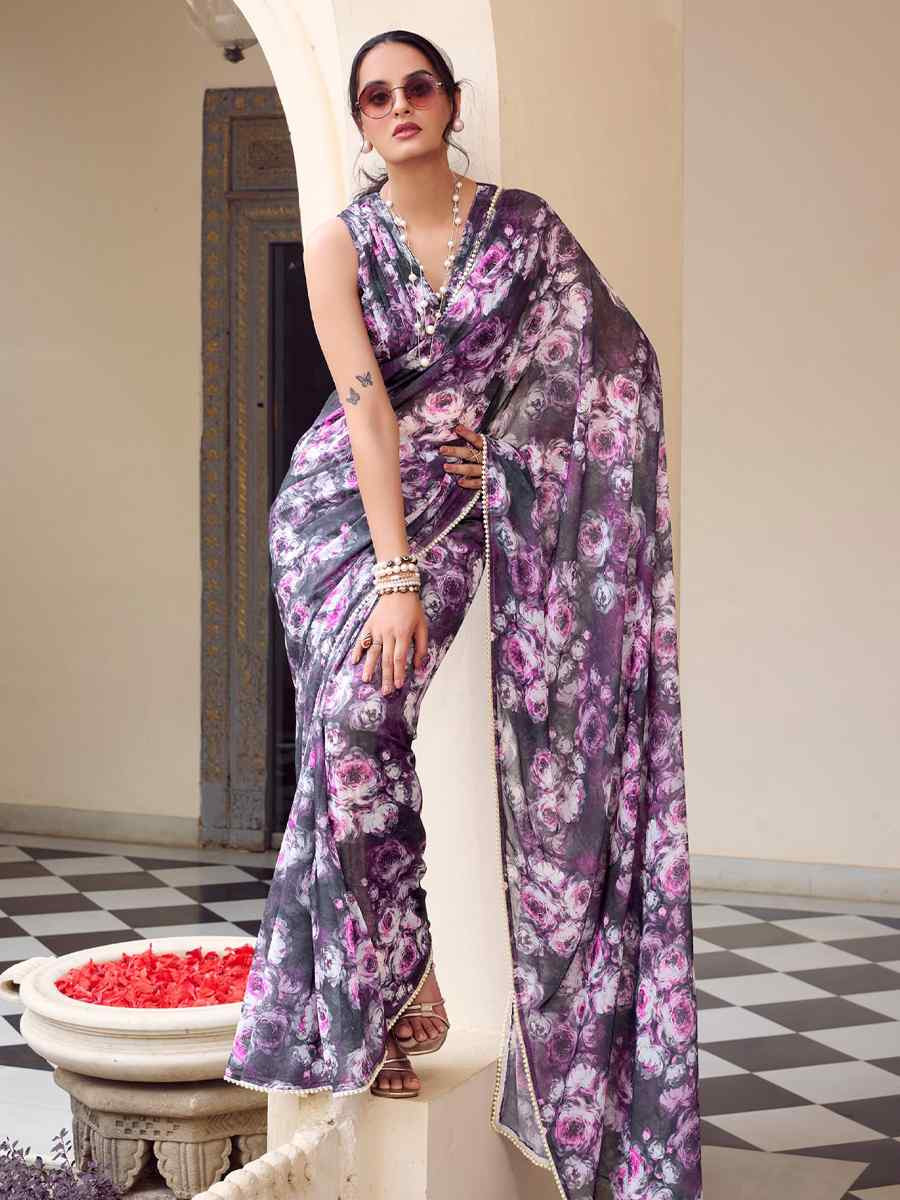Multi Silk Printed Festival Wedding Fancy Heavy Border Saree