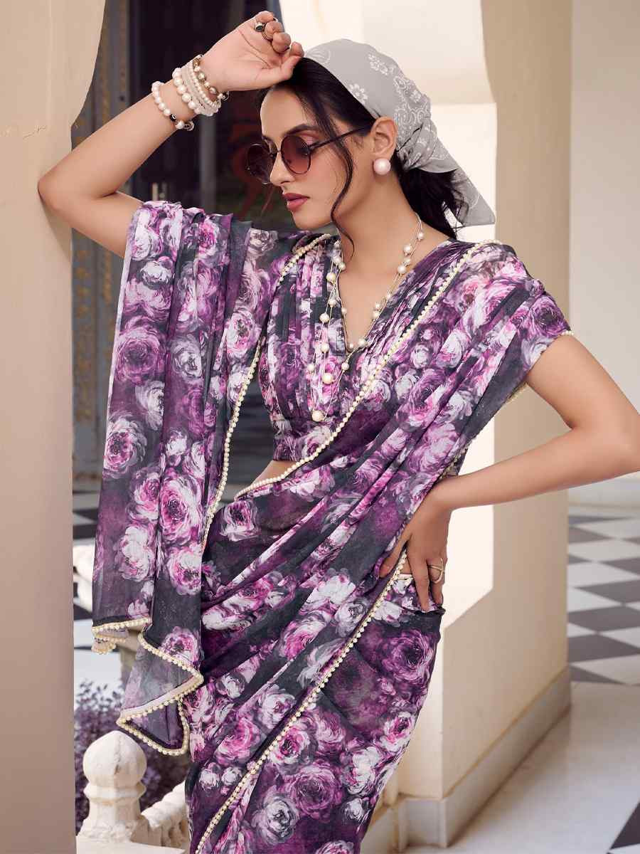 Multi Silk Printed Festival Wedding Fancy Heavy Border Saree