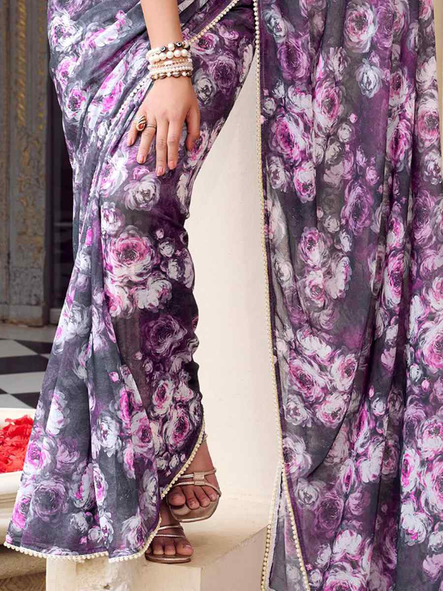 Multi Silk Printed Festival Wedding Fancy Heavy Border Saree