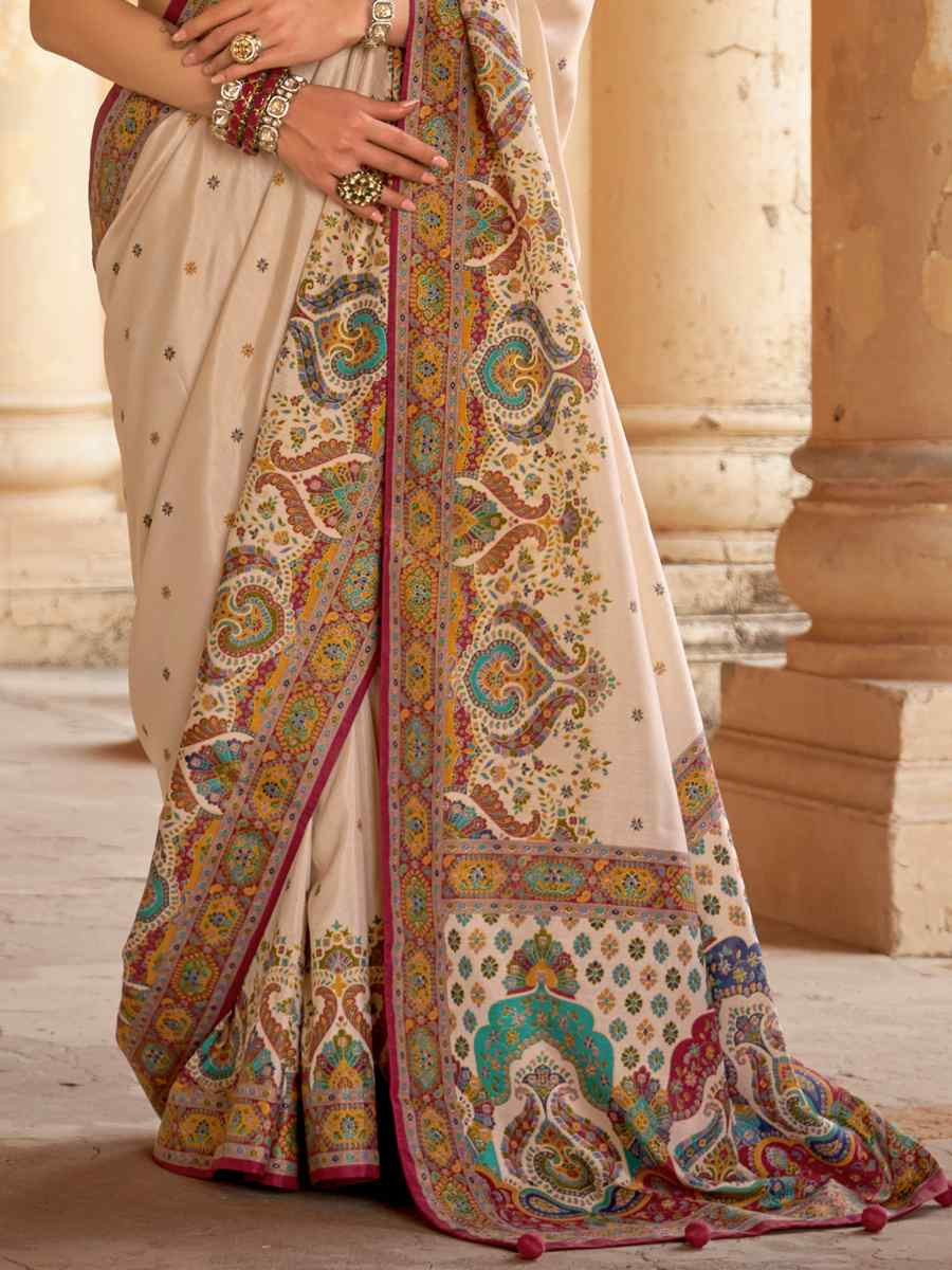 Multi Silk Printed Festival Wedding Fancy Heavy Border Saree