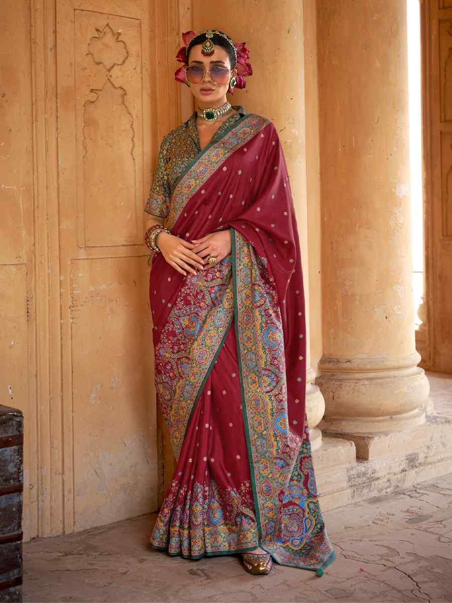 Multi Silk Printed Festival Wedding Fancy Heavy Border Saree