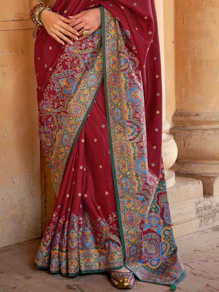 Multi Silk Printed Festival Wedding Fancy Heavy Border Saree