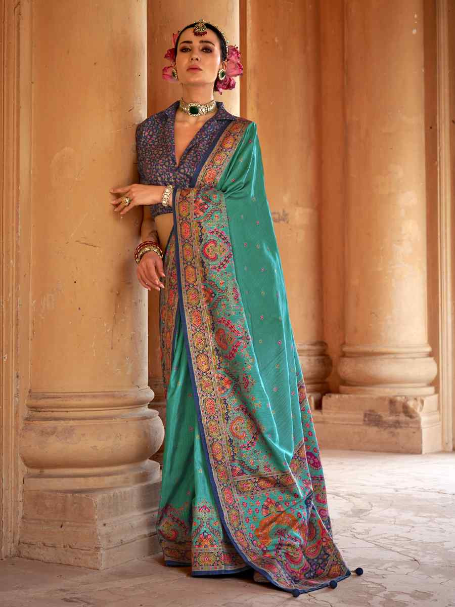 Multi Silk Printed Festival Wedding Fancy Heavy Border Saree