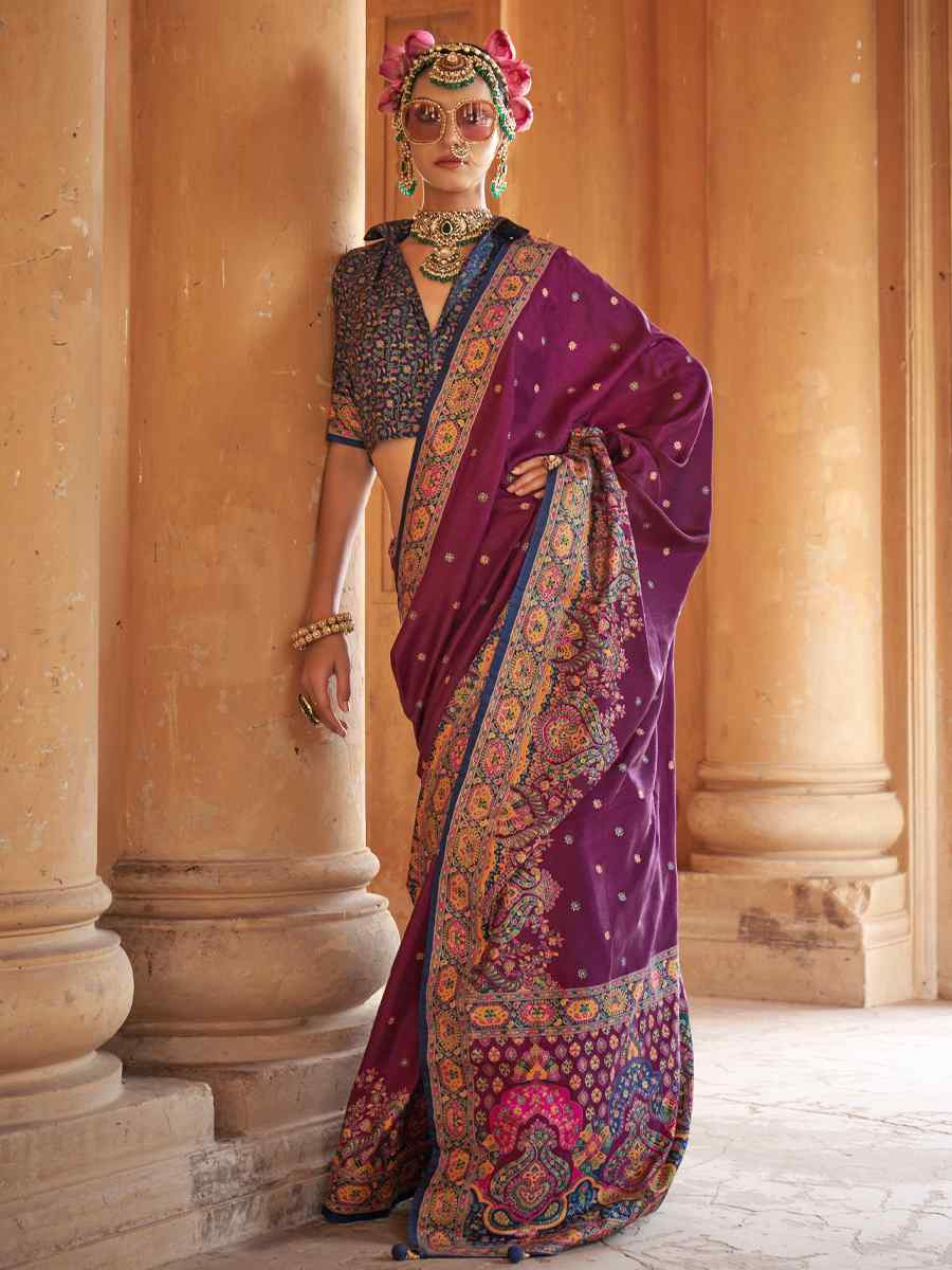 Multi Silk Printed Festival Wedding Fancy Heavy Border Saree