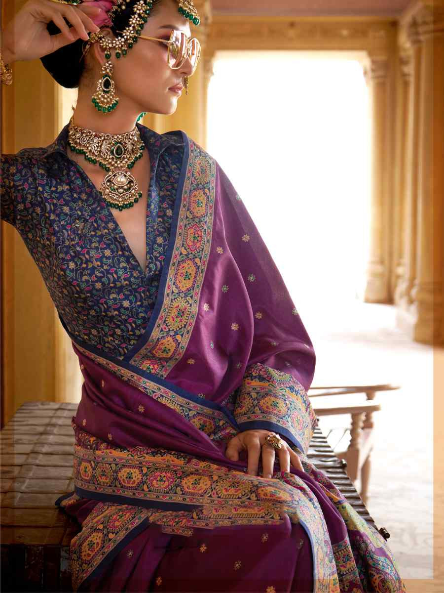 Multi Silk Printed Festival Wedding Fancy Heavy Border Saree