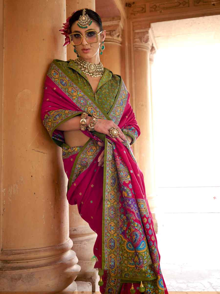 Multi Silk Printed Festival Wedding Fancy Heavy Border Saree