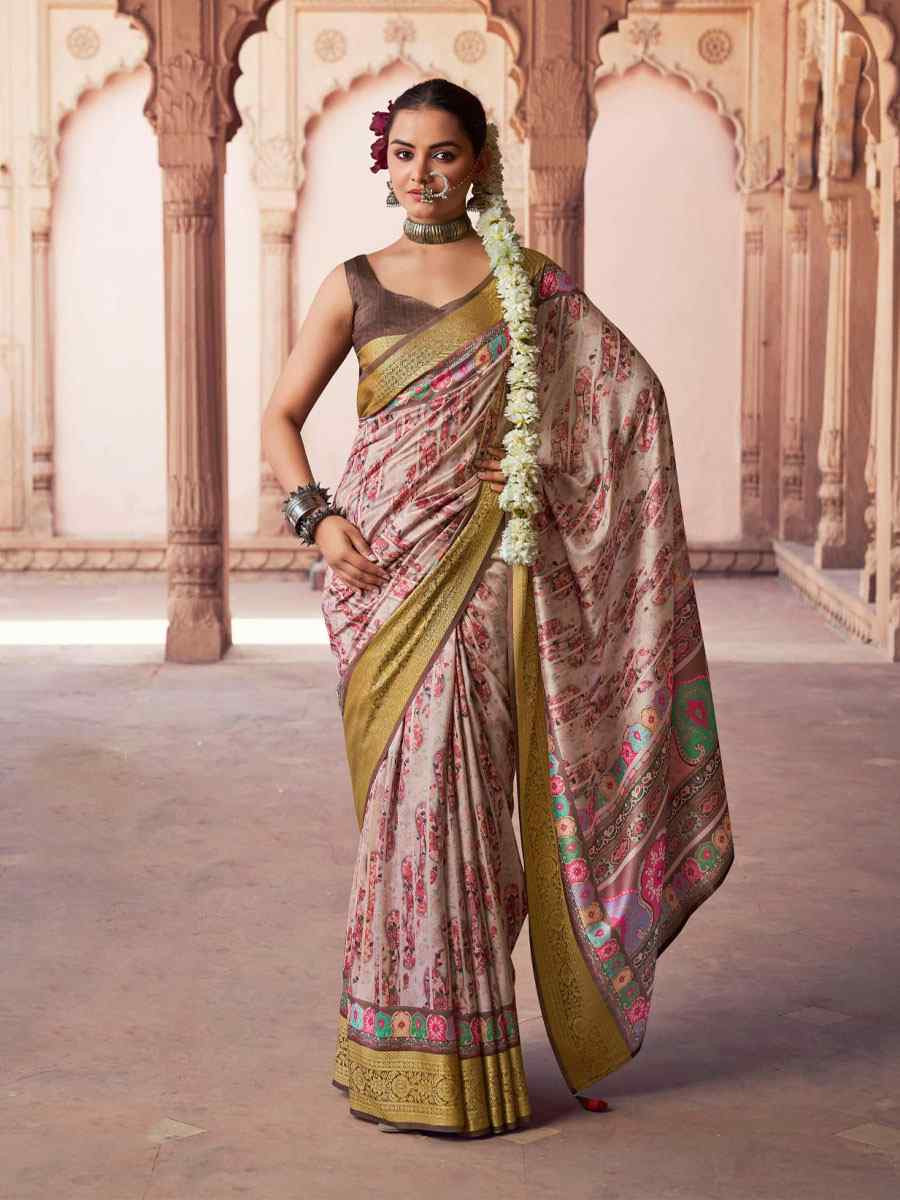 Multi Silk Printed Handwoven Bridal Reception Festival Wedding Fancy Heavy Border Saree
