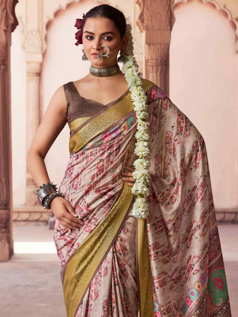 Multi Silk Printed Handwoven Bridal Reception Festival Wedding Fancy Heavy Border Saree