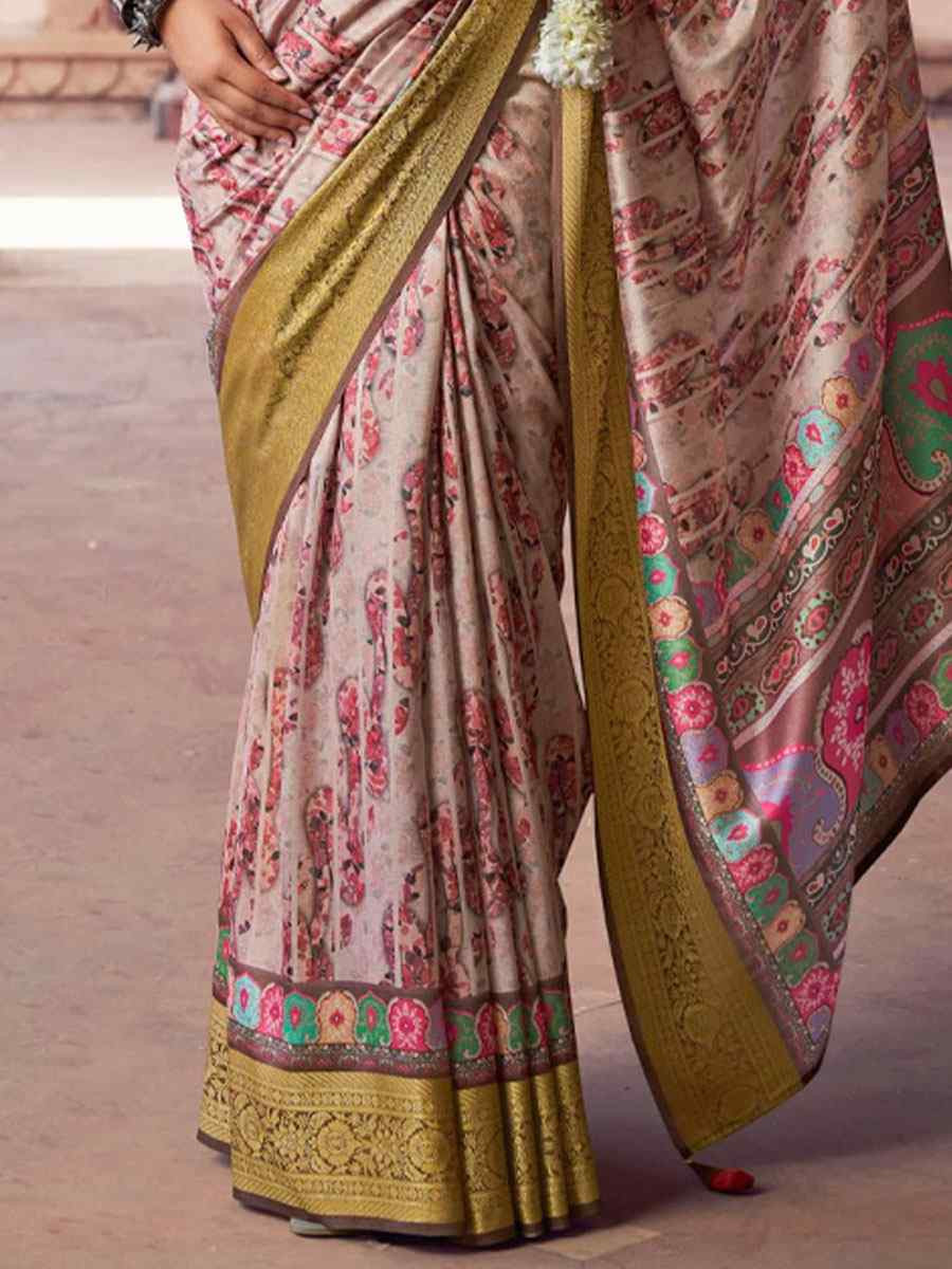 Multi Silk Printed Handwoven Bridal Reception Festival Wedding Fancy Heavy Border Saree